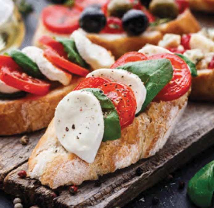 Bruschetta tomates mozzarella + Pesto maison